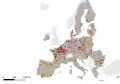 Résidus de pesticides en nombre de substances retrouvées (rouge foncé : >10 ; rouge : 6 à 10 ; jaune : 2 à 5 ; rose : 1 ; blanc : 0)